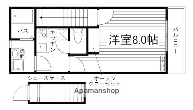 CASA GRANDE東岡山(1K/2階)の間取り写真