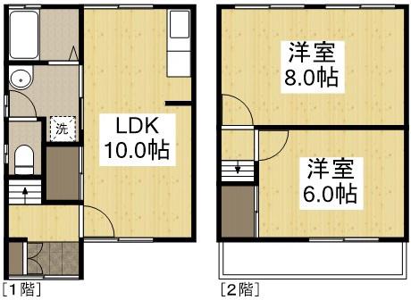 吉備線 備前三門駅 徒歩13分 2階建 築54年(2LDK)の間取り写真