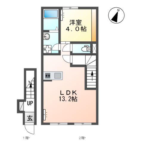 ニューページ(1LDK/2階)の間取り写真