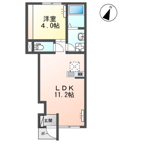 ニューページ(1LDK/1階)の間取り写真