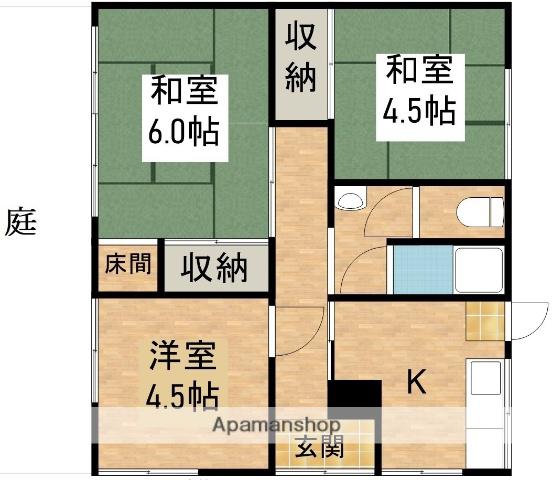 吉備線 大安寺駅 徒歩1分 1階建 築54年(3K)の間取り写真