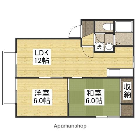 マルシンアパート B(2LDK/2階)の間取り写真