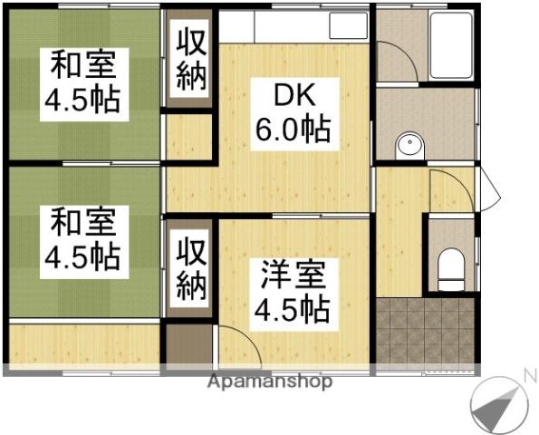 宇野線 常山駅 徒歩32分 1階建 築47年(3DK)の間取り写真
