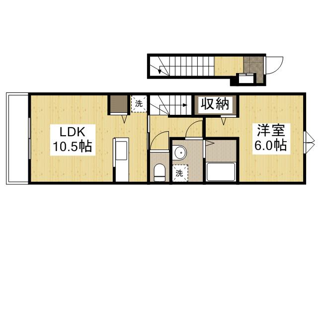 ベル・フローラA(1LDK/2階)の間取り写真