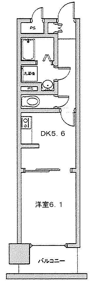 朝日プラザ岡山サウスフロント(1DK/5階)の間取り写真