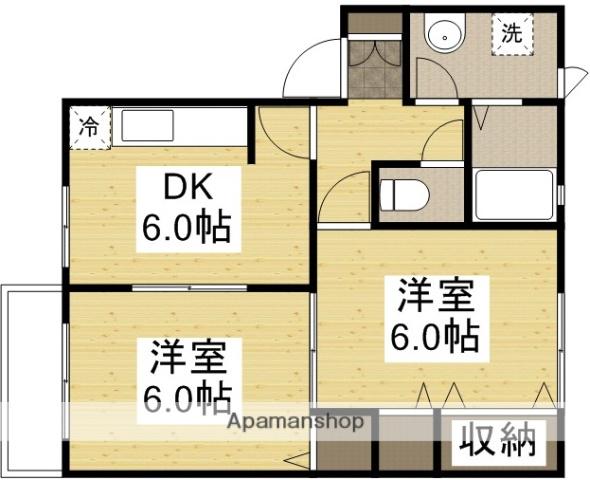 ベルエポックS(2DK/2階)の間取り写真