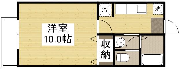 宮原マンション小溝B棟(1K/1階)の間取り写真