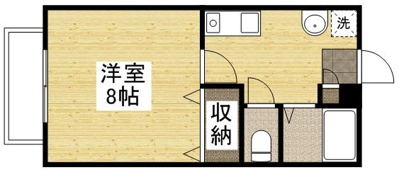 サンパティークB(1K/2階)の間取り写真