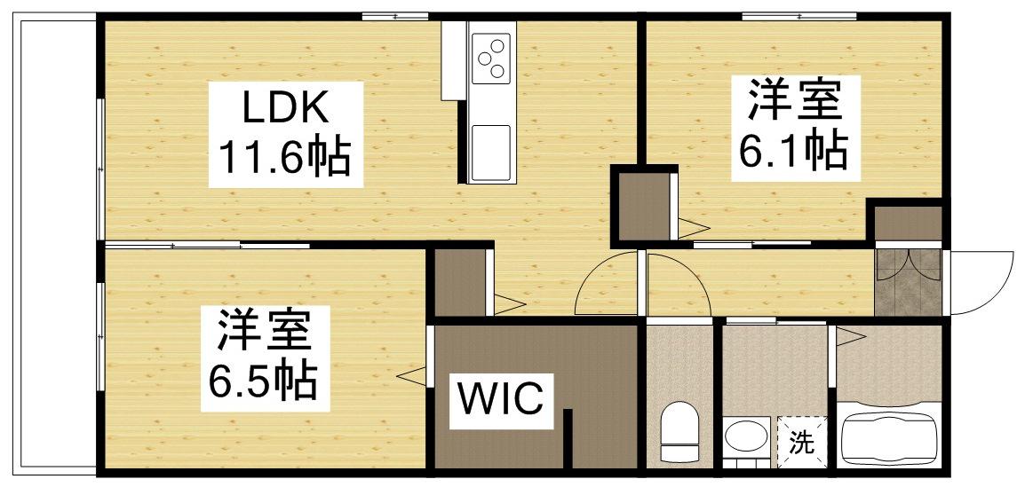 グランドソレイユⅠ(2LDK/1階)の間取り写真