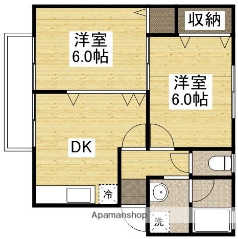 メゾンエスポアールC(2DK/2階)の間取り写真