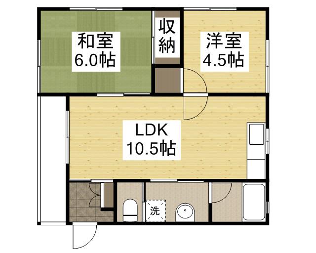 シャリテホサキ(2LDK/2階)の間取り写真
