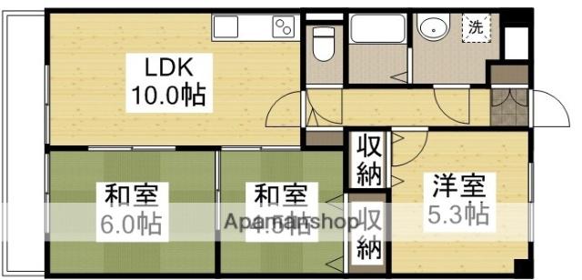 ネクスト倉田 東館(3LDK/4階)の間取り写真
