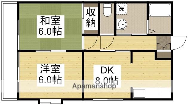 リバティ安原Ⅱ(2DK/1階)の間取り写真