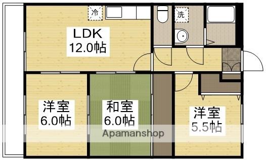 山崎マンション(3LDK/2階)の間取り写真