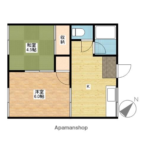 清水コーポA(2K/2階)の間取り写真