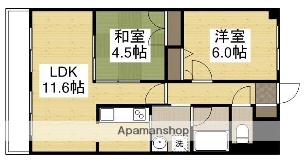 ルネス倉敷(2LDK/3階)の間取り写真