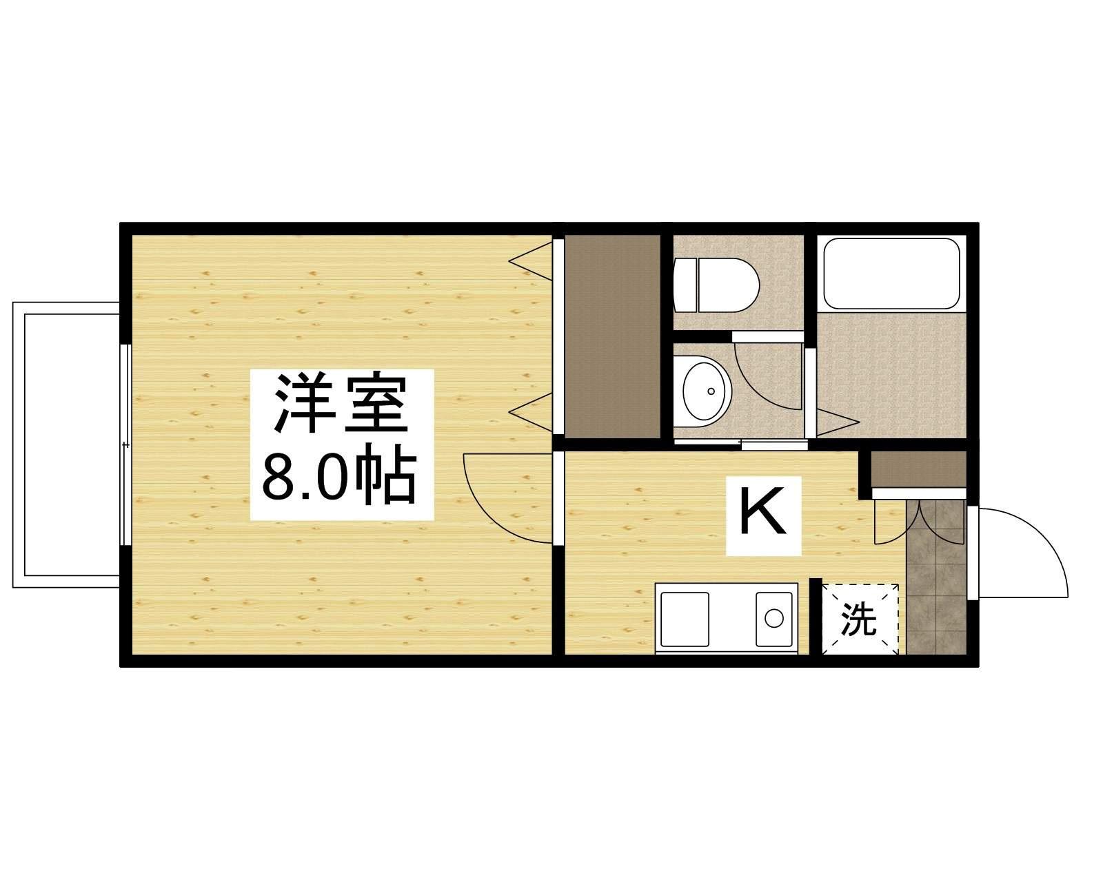 セジュールα(1K/2階)の間取り写真