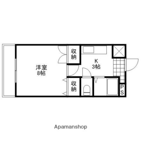 サンツボイⅢ(1K/4階)の間取り写真