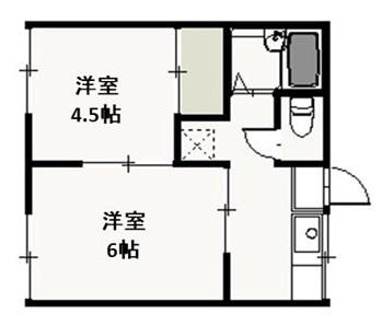 赤田ハイツ(2K/2階)の間取り写真