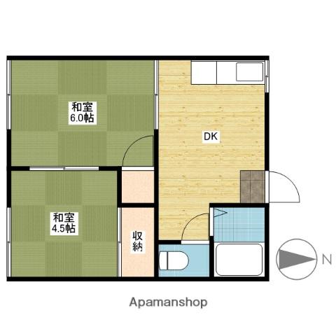 清水コーポD(2K/2階)の間取り写真