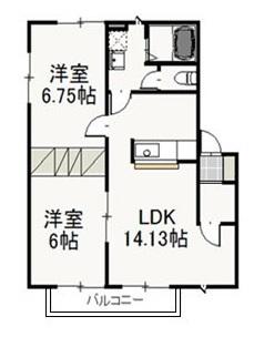 ベリーオーライB(2LDK/2階)の間取り写真