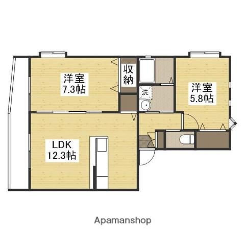 第8ビル(2LDK/3階)の間取り写真