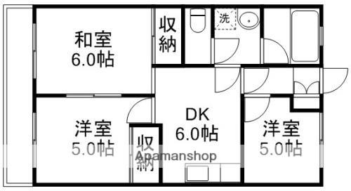 成広京町マンション(3DK/4階)の間取り写真
