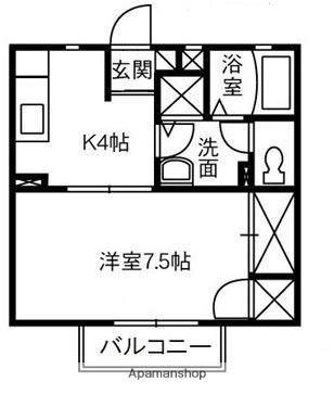 リビエール倉敷C棟(1K/2階)の間取り写真