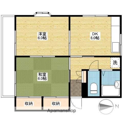 リバーサイド花里C(2DK/1階)の間取り写真