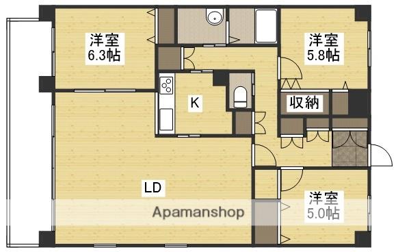 ルネス下中野マンション(3LDK/2階)の間取り写真