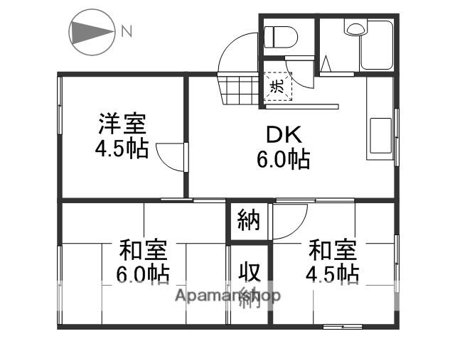 ニュー荒井荘B棟(3DK/1階)の間取り写真
