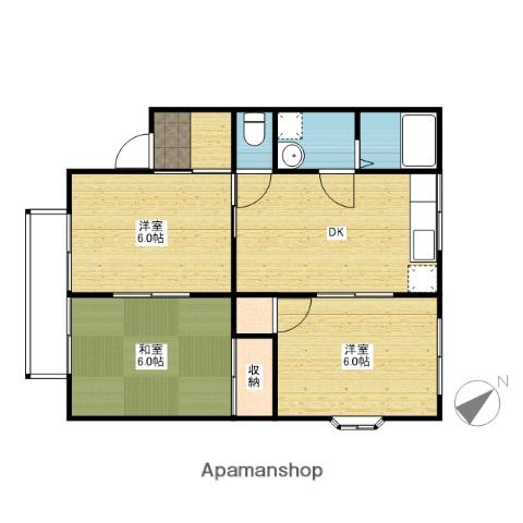 ファミール岡南Ⅱ(3DK/1階)の間取り写真