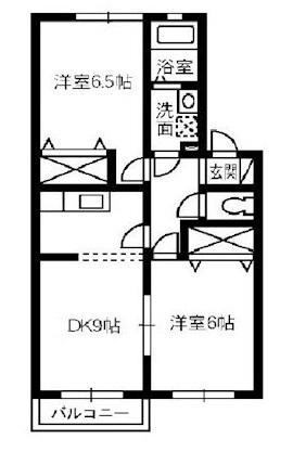 ハピネス21(2DK/2階)の間取り写真