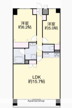 ル・サンク西市(2LDK/4階)の間取り写真