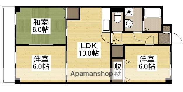 ビューティフル長瀬(3LDK/3階)の間取り写真