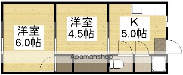 半田山ハウス(2K/2階)の間取り写真