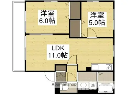 メゾンマーシュA(2LDK/2階)の間取り写真