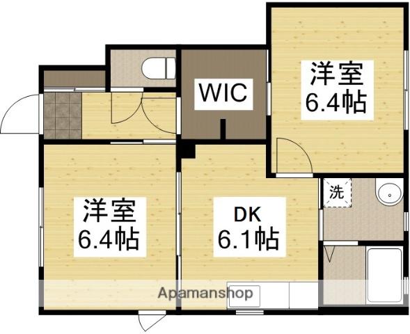 シャーメゾンアドニスⅢ棟(2DK/1階)の間取り写真