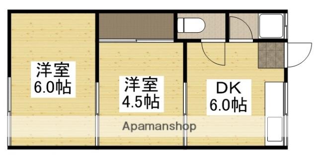 草野コーポ(2DK/1階)の間取り写真