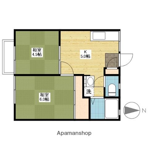 ハニーハイツ2号棟(2DK/2階)の間取り写真