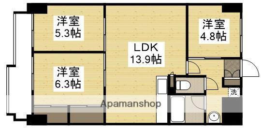 メゾンド岡文館(3LDK/4階)の間取り写真