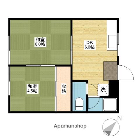 コーポ赤田A棟(2DK/2階)の間取り写真