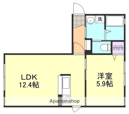 HERMOSA CASA B棟(1LDK/1階)の間取り写真