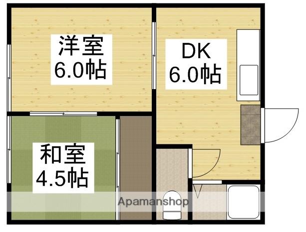 コーポバラA(2DK/1階)の間取り写真