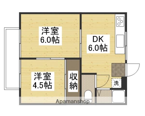 コーポバラA(2DK/2階)の間取り写真