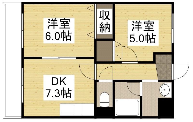 オルセーメゾンE(2DK/1階)の間取り写真