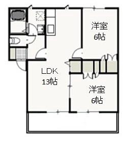 メゾン・タチバナD(2LDK/1階)の間取り写真