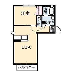 シャーメゾングロワールB(1LDK/2階)の間取り写真