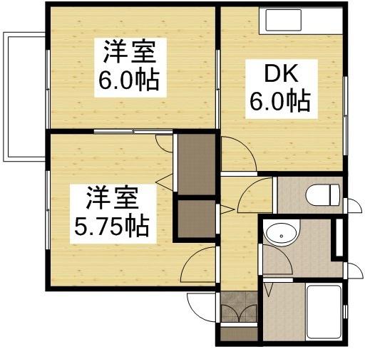 ASDコーポ11(2DK/2階)の間取り写真