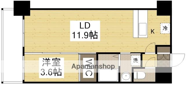 WILLDO岡山駅西口(1LDK/13階)の間取り写真